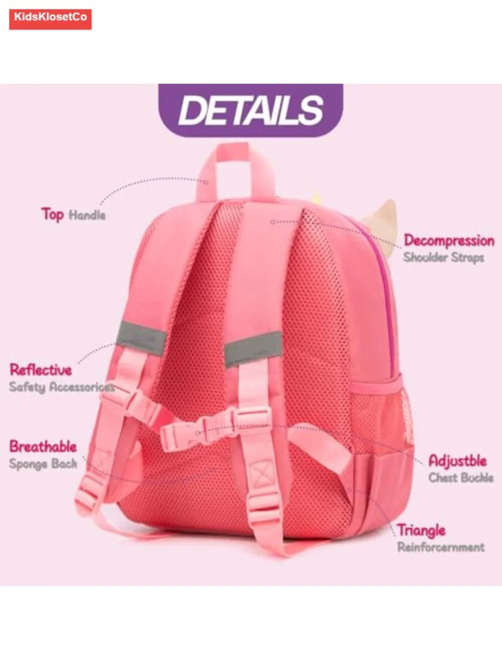 Toddler Unicorn Backpack for Girls 2-5 - Waterproof School Bag with Chest Buckle